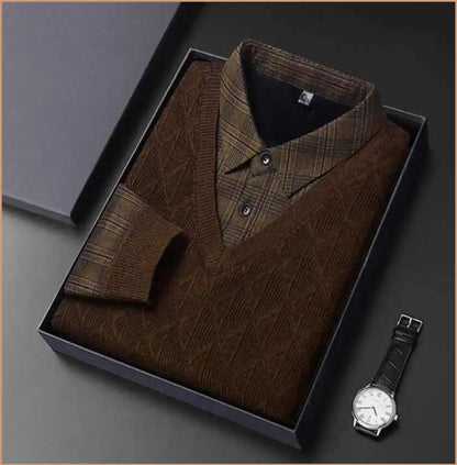 CARVELLI-Pull Chemise tricoté au style raffiné pour hommes