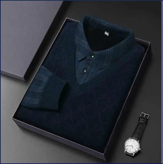 CARVELLI-Pull Chemise tricoté au style raffiné pour hommes