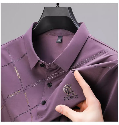 Chemise Polo en Soie Glacée pour Hommes