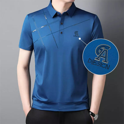 Chemise Polo en Soie Glacée pour Hommes