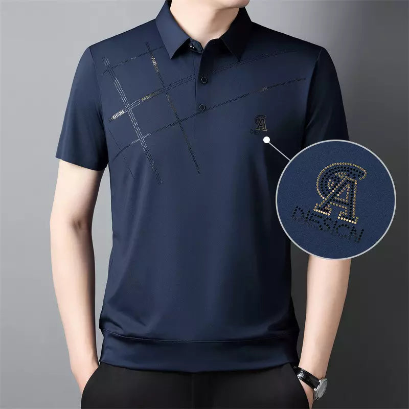 Chemise Polo en Soie Glacée pour Hommes