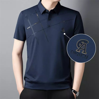 Chemise Polo en Soie Glacée pour Hommes